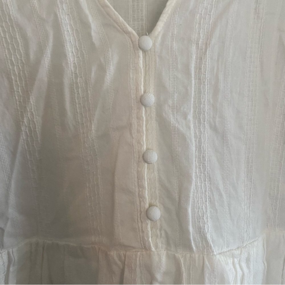 Universal Thread White Midi Dress with Puff Sleeves - Picture 3 of 4